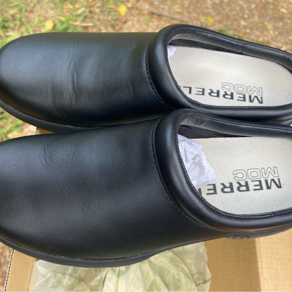 Merrell Black Leather Slip-On Loafers